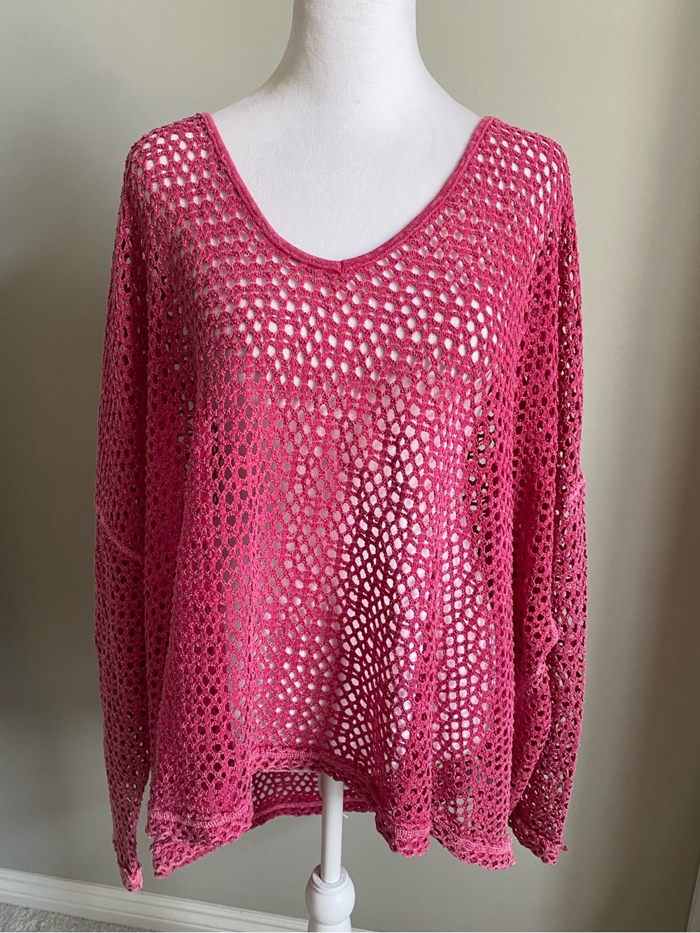 We The Free People XS Napa Crochet Sweater in Pink Oversized - Picture 2 of 8